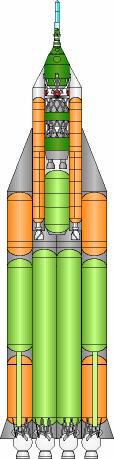 Un corte del cohete UR-700 para la misin LK-700 (Foto: Mark Wade)